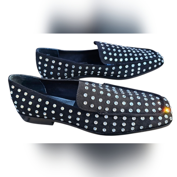 Dolce Vita - Beny Sparkly Bejeweled Loafers Jeweled Studs & Faux Suede NEW - Picture 4 of 9
